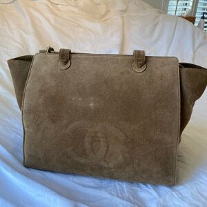 CHANEL Shoulder Bag Brown Suede Leather